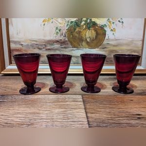 Vintage Anchor Hocking Royal Ruby Red Wine Rum Glasses Depression Glass